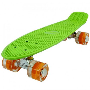 FunTomia® Mini-Board Skateboard und Tragetasche in Grün mit orangen LED-Leuchtrollen