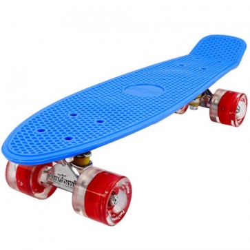 FunTomia® Mini-Board Skateboard und Tragetasche in Blau mit roten LED-Leuchtrollen