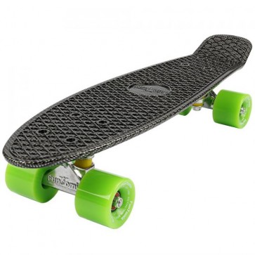 FunTomia® Mini-Board Skateboard und Tragetasche in Carbon Look mit grünen Rollen
