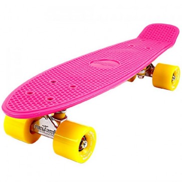 FunTomia® Mini-Board Skateboard und Tragetasche in Pink mit gelben Rollen