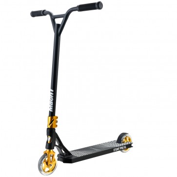 Mach1 Stuntscooter mit 120mm Wheels schwarz-gold mit transparenten Rollen