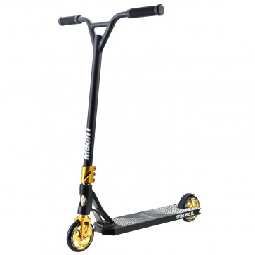 Mach1 Stuntscooter mit 120mm Wheels schwarz-gold mit schwarzen Rollen