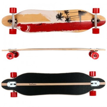  FunTomia® Freerider Shape Longboard 9 Lagen Ahornholz in Rot / California