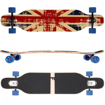 FunTomia Longboard mit 3 Flex Stufen Skateboard Drop Through Cruiser Design England Ahornholz