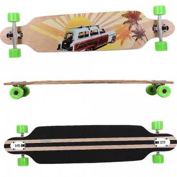  FunTomia® Freerider Longboard 9 Lagen Ahornholz in Farbe Beach Car