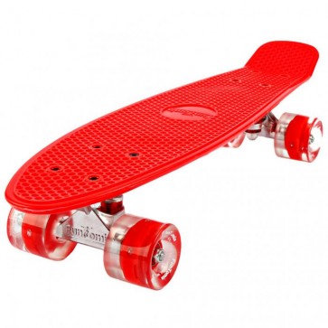 FunTomia® Mini-Board Skateboard und Tragetasche in rot mit roten LED-Leuchtrollen