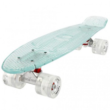 FunTomia® Mini-Board Skateboard und Tragetasche in weiß mit weißen LED-Leuchtrollen
