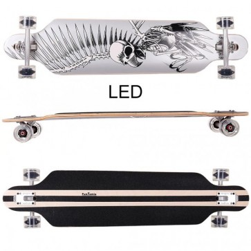  FunTomia® Freerider Longboard 9 Lagen Ahornholz in Farbe Geier mit schwarzen LED Rollen