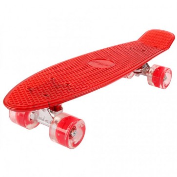 FunTomia® Mini-Board Skateboard und Tragetasche in transparent rot mit roten LED-Leuchtrollen