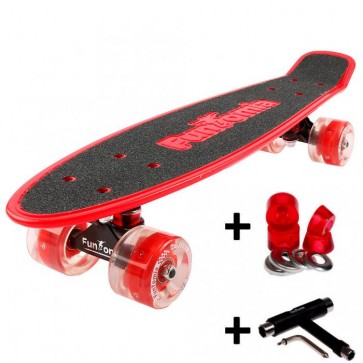 FunTomia® Mini-Board Rot mit Big Wheel LED Rollen und ABEC11 Kugellager  inkl. 1x T-Tool+Lenkgummis