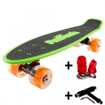 FunTomia® Mini-Board grün mit Big Wheel LED Rollen und ABEC11 Kugellager 1x T-Tool+Lenkgummis