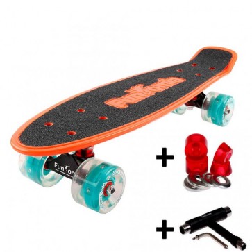 FunTomia® Mini-Board orange mit Big Wheel LED Rollen und ABEC11 Kugellager inkl. 1x T-Tool+Lenkgummis