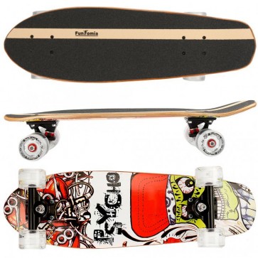 Cruiser Skateboard mit LED Rollen aus 5-lagigem kanadischem Ahornholz und 2 Lagen Bambusholz