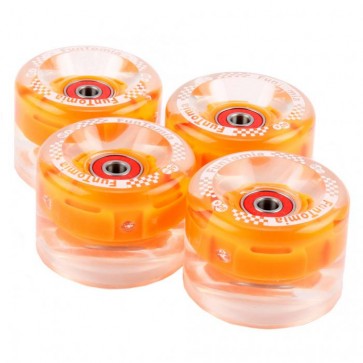 4x  FunTomia® LED Mini-Board/Skateboard Big Wheels (Rollen) 80A inkl. Mach1® Kugellager und Metall Spacer in orange 