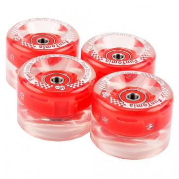 4x  FunTomia® LED Mini-Board/Skateboard Big Wheels (Rollen) 80A inkl. Mach1® Kugellager und Metall Spacer in rot