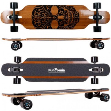 FunTomia® Bambus/Fiberglas Longboard - Drop Through-Bauweise - Flexstufe-1 inkl. T-Tool