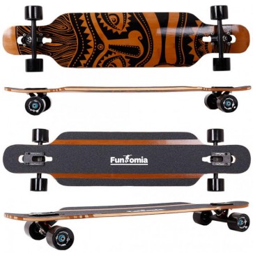 FunTomia® Bambus/Fiberglas Longboard - Drop Through-Bauweise - Flexstufe-1 inkl. T-Tool