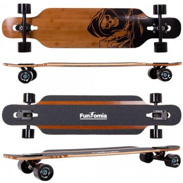 FunTomia® Bambus/Fiberglas Longboard - Drop Through-Bauweise - Flexstufe-1 inkl. T-Tool