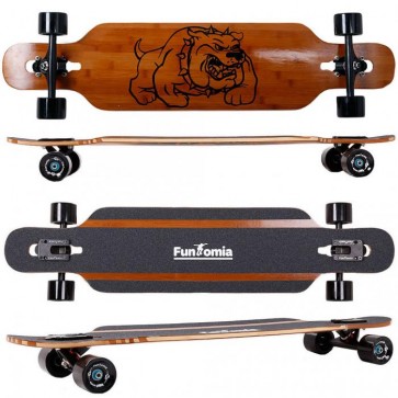 FunTomia® Bambus/Fiberglas Longboard - Drop Through-Bauweise - Flexstufe-1 inkl. T-Tool