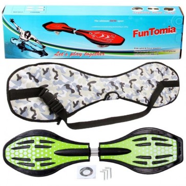 FunTomia® Waveboard mit LED-Rollen 2RS Mach1 Kugellager in Farbe Grün Punkte