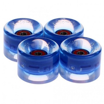 4x FunTomia® LED Skateboard/Miniboard Rollen 59x45mm 82A inkl. Kugellager und Spacer in blau