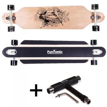  FunTomia® Freerider Longboard 9 Lagen Ahornholz in Farbe Gangster mit T-Tool