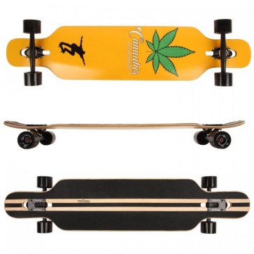  FunTomia® Freerider Longboard 9 Lagen Ahornholz in Farbe Canabis + T-Tool