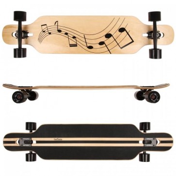  FunTomia® Freerider Longboard 9 Lagen Ahornholz in Farbe Musik + T-Tool