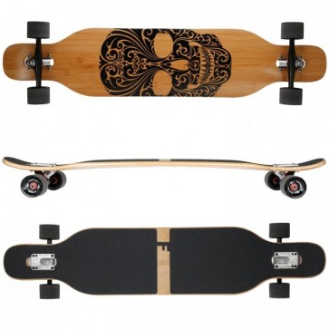 FunTomia Longboard Bambus/Ahorn - Design Mexican Skull Flex 3