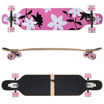 FunTomia Longboard Ahornholz Design pink Flower LED Flex 2