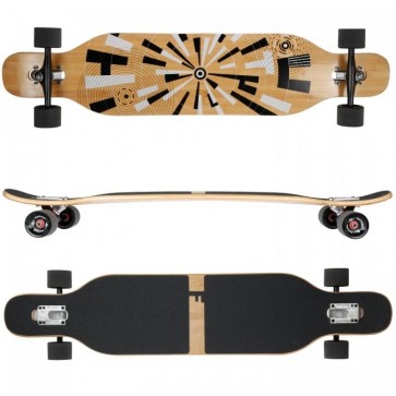 FunTomia Longboard mit 3 Flex Stufen Skateboard Drop Through Cruiser Design Muster Bambusholz
