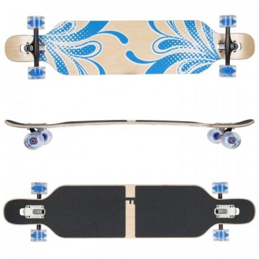 FunTomia Longboard Design blau Blume LED Ahornholz Flex 3