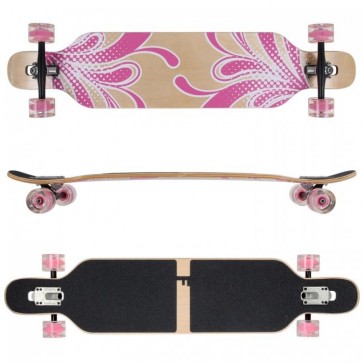 FunTomia Longboard Design pink Blume LED Ahornholz Flex 2