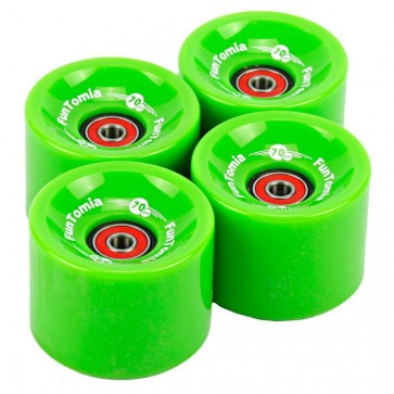 4x FunTomia Longboard Rollen 70x51mm 86A inkl. Mach1 Kugellager und Spacer in Grün