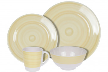 100% Melamin Geschirr Spring gelb - 4Teilig