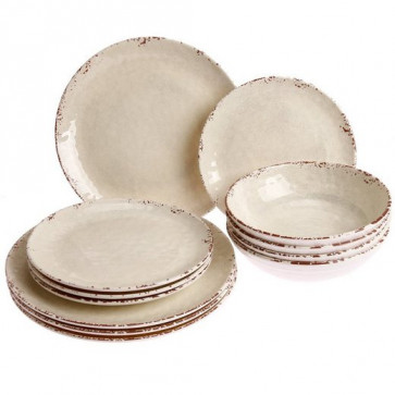 100% Melamin Geschirr Rustic Pearl 