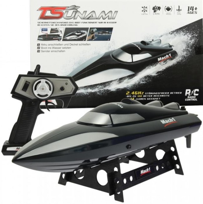 Mach1 Ferngesteuertes Boot Tsunami inklusive Ladegerät und Akku Farbe schwarz 