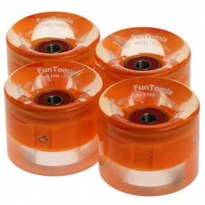 4x FunTomia® LED Skateboard/Miniboard Rollen 59x45mm 82A inkl. Kugellager und Spacer in Orange