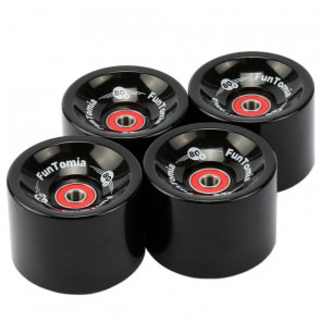 4x FunTomia Longboard Rollen 70x51mm 80A inkl. Mach1 Kugellager und Spacer in Schwarz