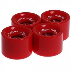 4x FunTomia Longboard Rollen 70x51mm 86A inkl. Mach1 Kugellager und Spacer in Rot