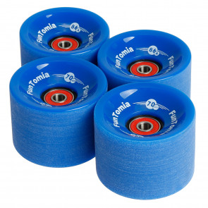 4x FunTomia® Longboard/Skateboard Rollen 86A inkl. Mach1® Kugellager und Spacer in blau