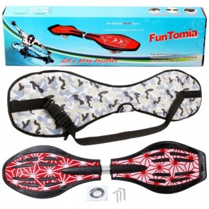 FunTomia® Waveboard mit LED-Rollen 2RS Mach1 Kugellager in Farbe Rot weiß