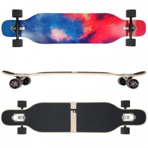 FunTomia Longboard mit 3 Flex Stufen Skateboard Drop Through Cruiser Design Galaxy Ahornholz