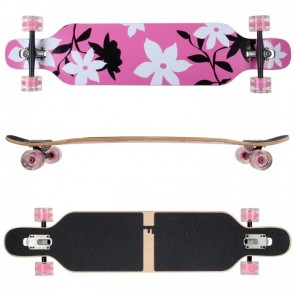 FunTomia Longboard Ahornholz Design pink Flower LED Flex 3