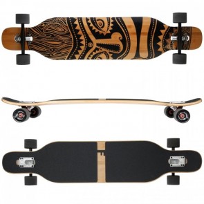 FunTomia Longboard mit 3 Flex Stufen Skateboard Drop Through Cruiser Design Hawaii Bambusholz