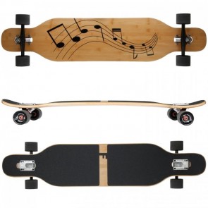 FunTomia Longboard mit 3 Flex Stufen Skateboard Drop Through Cruiser Design Musik Bambusholz