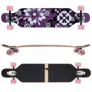 FunTomia Longboard Design lila Blume LED Ahornholz Flex 2