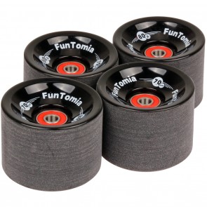 4x FunTomia Longboard Rollen 70x51mm 80A inkl. Mach1 Kugellager und Spacer in Schwarz